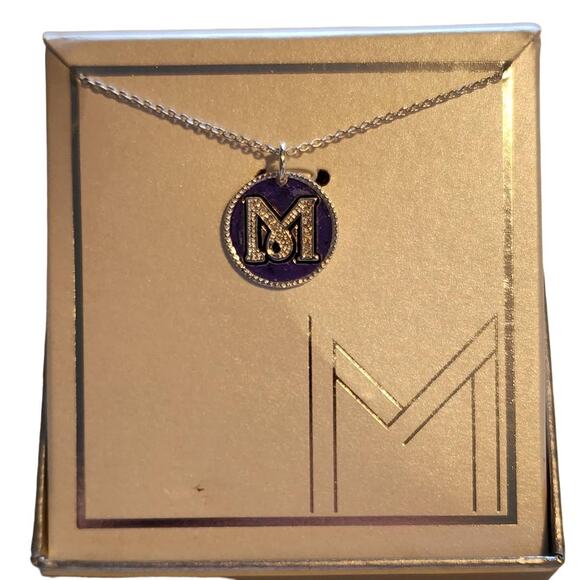 Letter M Initial Necklace Silver Plated New in Box - Picture 1 of 4